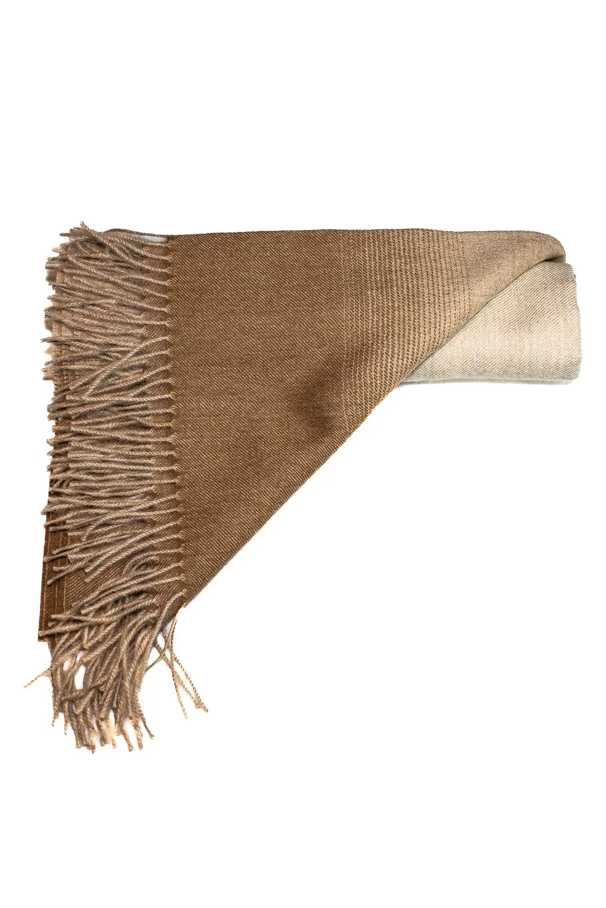 brun-ombre sjal i 100% ufarget baby alpakkaull